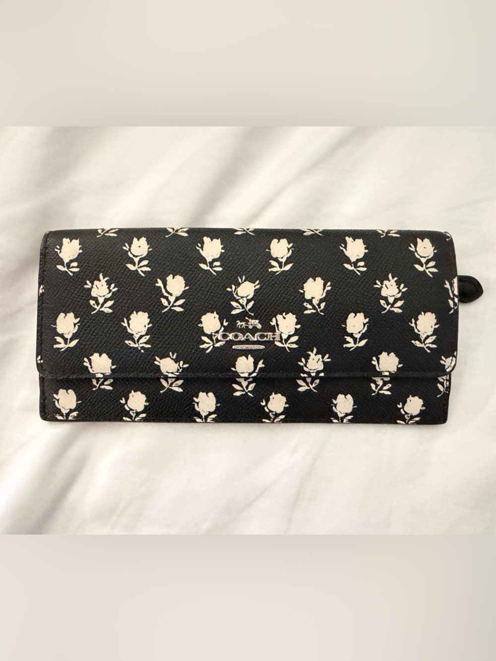 Coach - Badlands Floral Roses - Black White - Envelope Slim Wallet